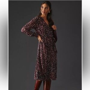 Cloth & Stone Anthropologie | Printed Burgundy Midi Dress NWT